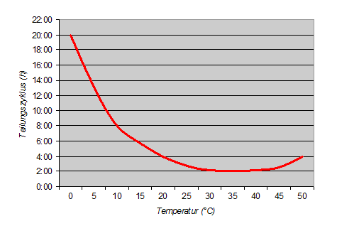 Hefeaktivität in Abhängigkeit von Temperatur